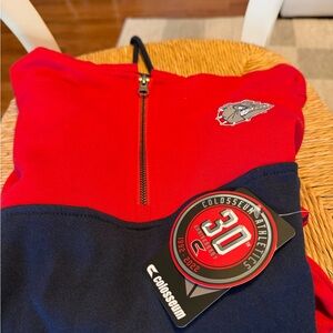 Colosseum Red and Navy Women's Half-Zip Top